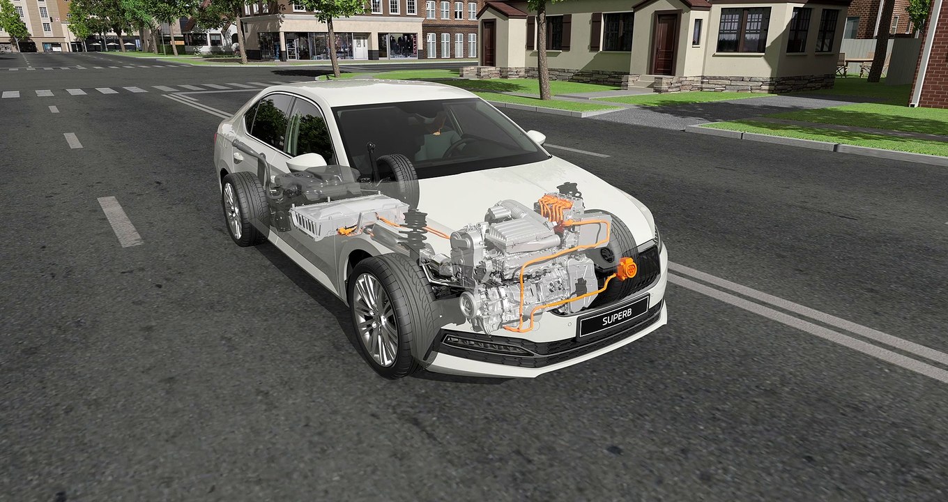 Skoda Superb hybride rechargeable (schéma technique)