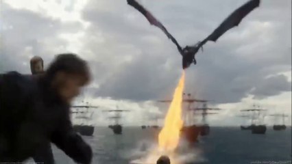Daenerys Destroys Eurons Fleet  Drogon vs Eurons Fleet Scene (GOT S8X05) (HD)