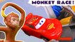 Hot Wheels Monkey Race with Disney Pixar Cars 3 Lightning McQueen with DC Comics & Marvel Avengers 4 Endgame Superheroes vs Transformers and Spongebob