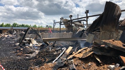 Ce qu’il reste de l’entreprise Mousset après l’incendie du mardi 21 mai.
