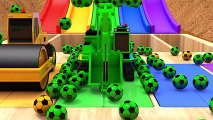 Learn Colors with Monster Construction Vehicle and Assembly Excavator Magic Slide for Kids