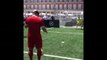 Figo, Cafu and Robert Carlos take part in blind penalty shootout