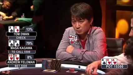 Tom Dwan hits gutshot in massive pot against Masa Kagawa