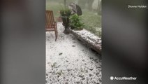 Patio covered in hail as strong storms move through