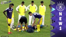 Những hình ảnh rõ nét hơn về chấn thương của Đình Trọng ở 1 góc khác trên SVĐ Pleiku | HANOI FC
