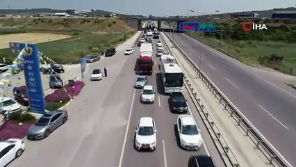 Bayram trafiği havadan görüntülendi