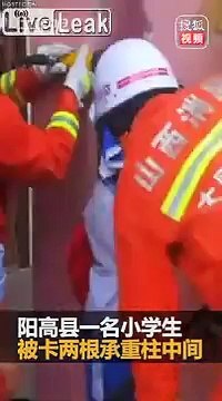 Coincé entre 2 poteaux en béton, mais comment a-t-il fait ?