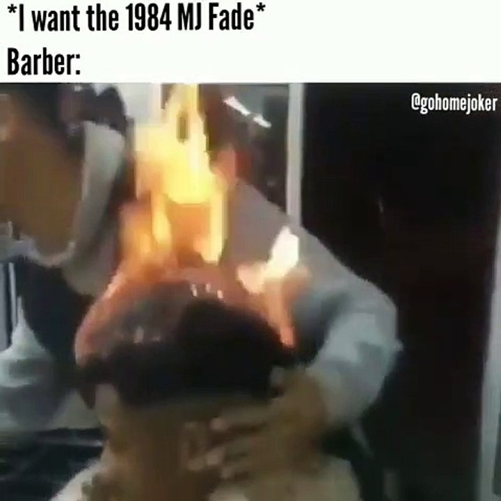 Barber sets client's hair on fire and beats his head repeatedly to put it out!