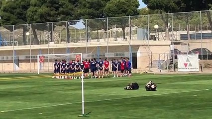 Entrenamiento del Zaragoza: Minuto de silencio por Reyes