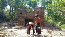 Build Double-storey Wooden Villa & Build Garden On The Top Roof