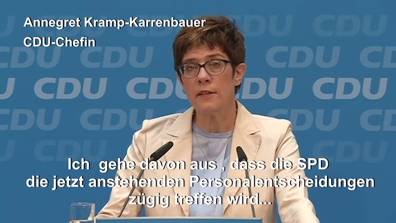 Kramp-Karrenbauer: CDU steht weiter zur großen Koalition