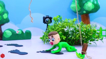 SUPERHERO BABY STOPS WILD BIG WOLF  Cartoons Play Doh Stop Motion