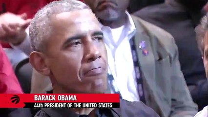 Скачать видео: NBA Finals Barack Obama gets MVP chants at Raptors-Warriors Game 2