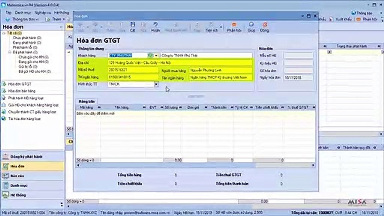 Meinvoice Lập và nộp hồ sơ phát hành hóa đơn điện tử của Misa