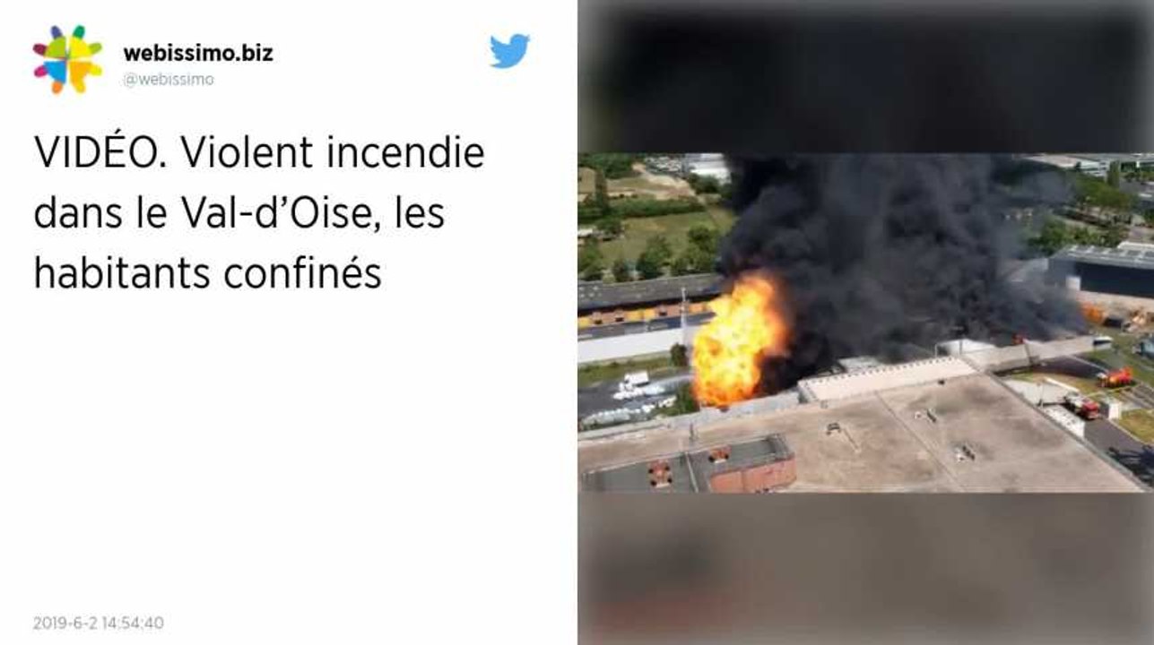 Violent incendie dans une usine de déchets dangereux dans le Val-d’Oise, les habitants toujours confinés.