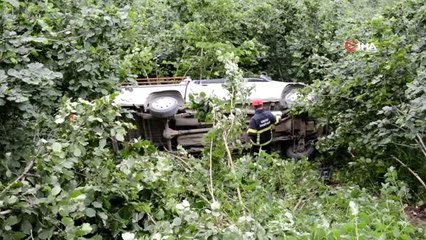 Ordu'da otomobil fındık bahçesine yuvarlandı: 2 yaralı