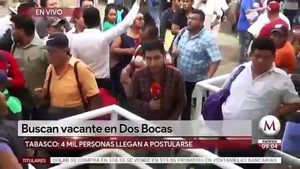 Cientos hacen fila para conseguir empleo en Dos Bocas