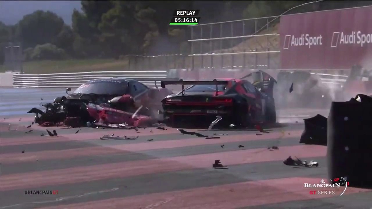 Blancpain Gt Series Paul Ricard 2019 Start Pierce Perez Companc Scholze Huge Crash