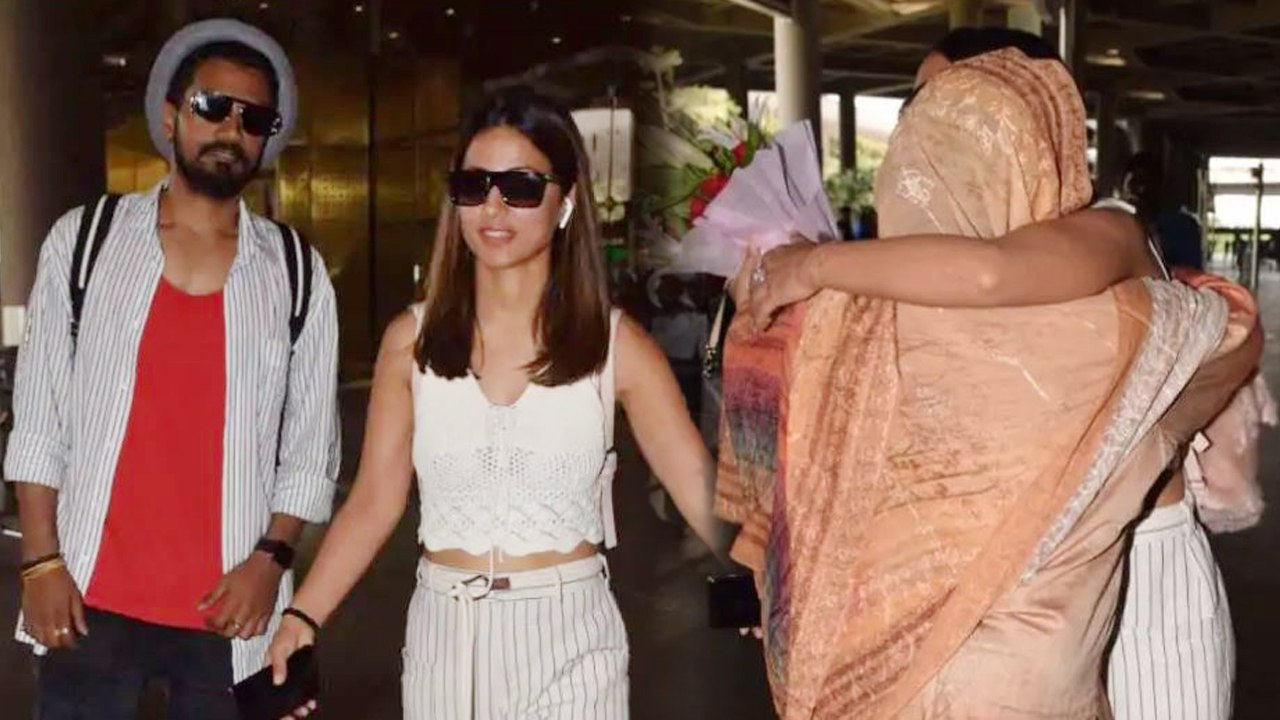 Hina Khan returns India with boyfriend Rocky Jaiswal; Check Out | FilmiBeat
