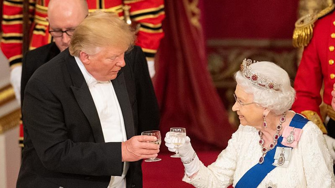 Prunk und Bankett: Queen empfängt Trump