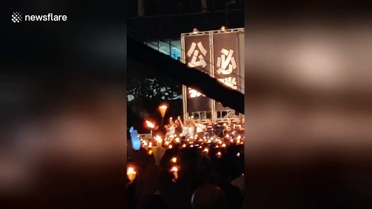 'Torch of Democracy' burns in Hong Kong's Victoria Park on Tiananmen Square anniversary
