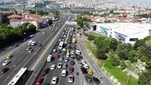 İstanbul trafiğinde bayram yoğunluğu havadan görüntülendi