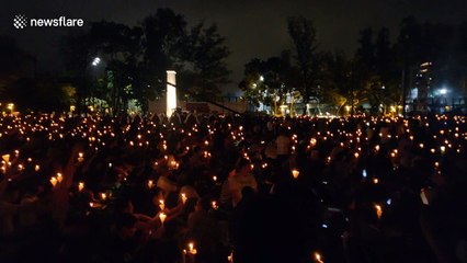 Hong Kong's Victoria Park a sea of candlelight on 30th anniversary of Tiananmen Square