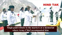 DM Rajnath Singh paid tribute to the fallen soldiers at the Siachen Base Camp in J and K #indianArmy #indianDefence #SiachenBase