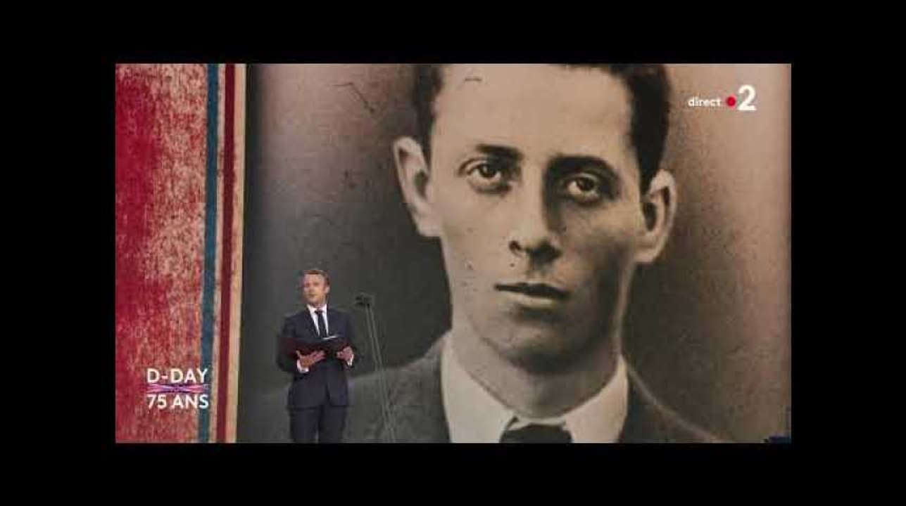 Emmanuel Macron lit une lettre d'un jeune résistant, Henri Fertet, pour les 75 ans du débarquement