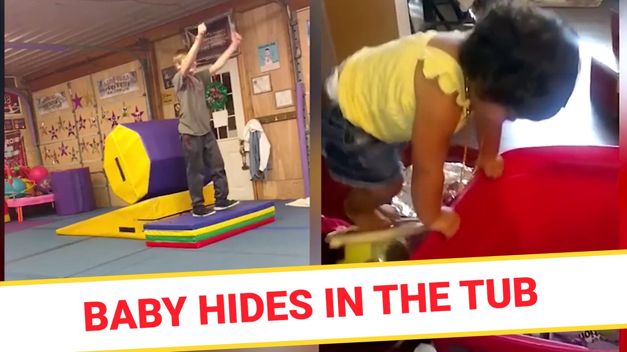 Baby hides in the tub