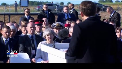 Cérémonies du Débarquement : Emmanuel Macron dit son "plaisir" d'avoir travaillé avec Theresa May