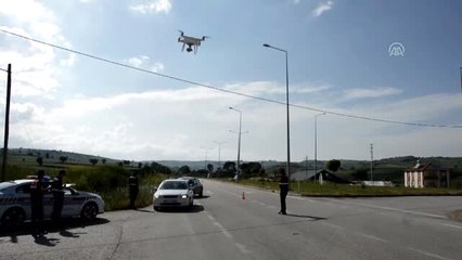 Havza'da jandarmadan "drone"lu trafik denetimi