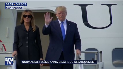 D-Day: Donald Trump descend de son avion à Caen, où il vient d'atterrir