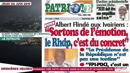 Le Titrologue du 06 Juin 2019 : Albert Flindé, "Sortons de l’émotion, le RHDP c’est du concret"