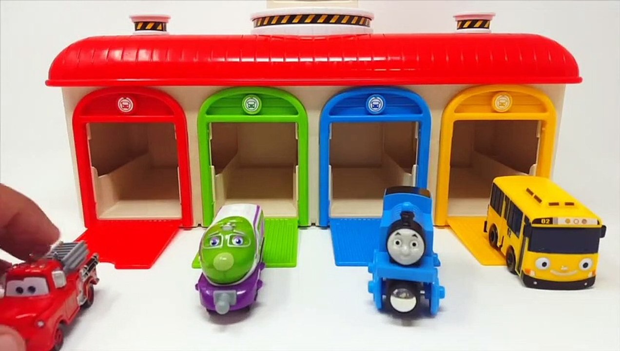Tayo the little bus Garage & Iron Man, Thomas, Spider & Toy Cockroach Monster Funny Insect Story