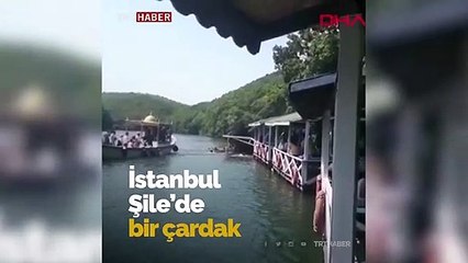 Şile'de çöken çardakta oturanlar göle düştü