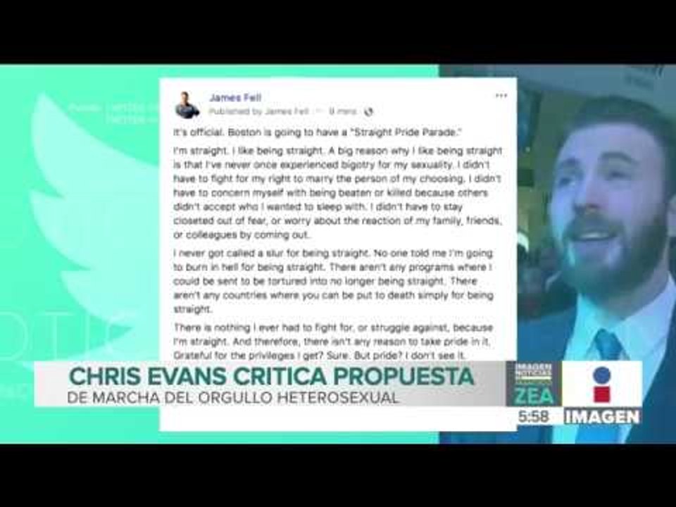 Chris Evans critica a quienes piden un día del 'Orgullo heterosexual' | Noticias con Francisco Zea