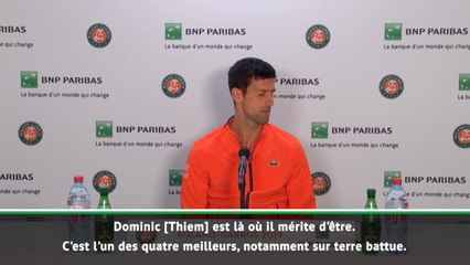 Roland-Garros - Djokovic : "Thiem est là où il mérite d'être"