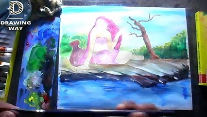 How to draw a sad girl sitting alone with watercolor (390)