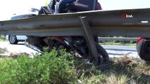 Kağıthane’de tur otobüsünün sıkıştırdığı motosikletli şarampole uçtu
