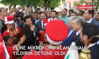 Mikrofonu eline alan Binali Yıldırım detone oldu