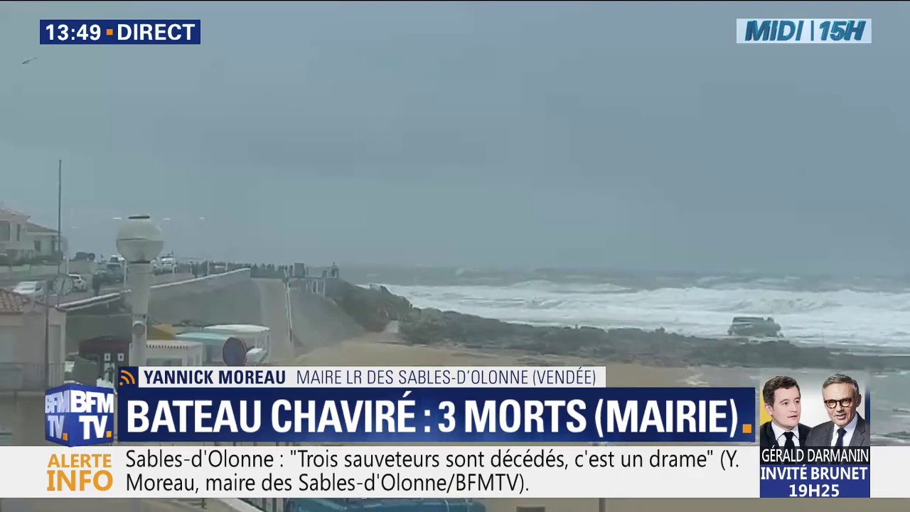 Un bateau de la SNSM chavire : "Avec une mer comme celle-ci, on ne sort pas", selon le maire des Sables-d'Olonne