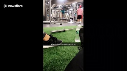 'Why is this man not my trainer?' Gym goer is in awe of crazy exercise routine