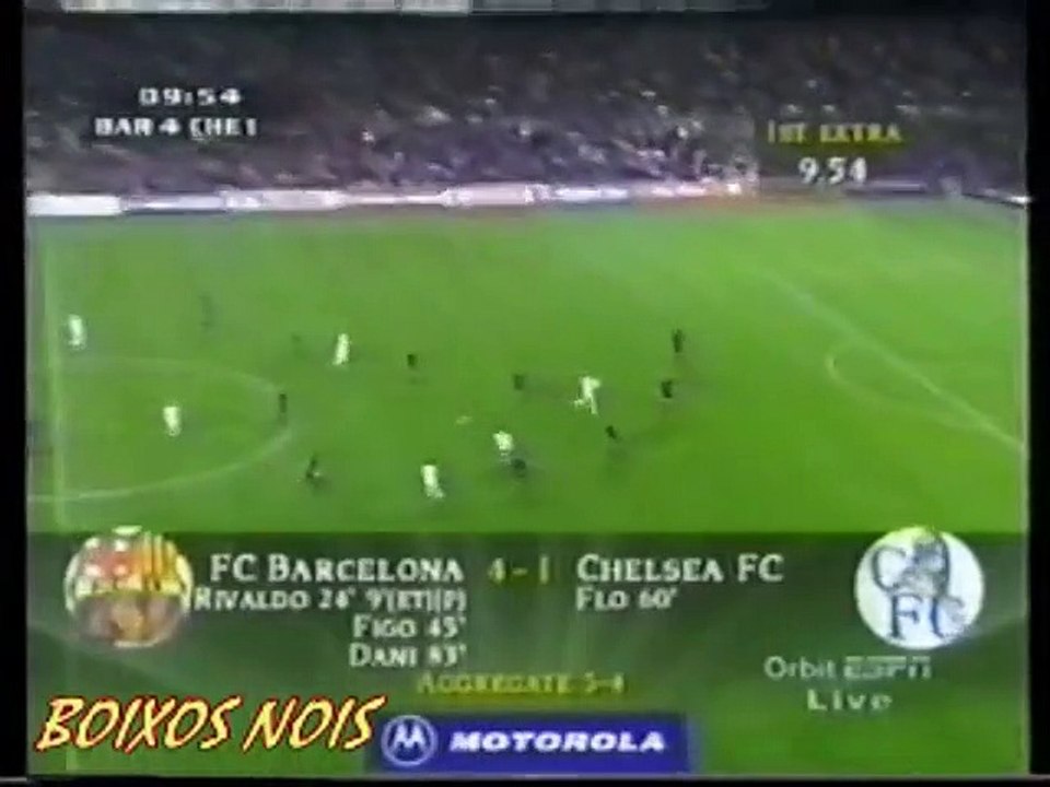 الاشواط الاضافية  مباراة برشلونة و تشيلسي 5-1 اياب ربع نهائي دوري ابطال اوروبا 2000