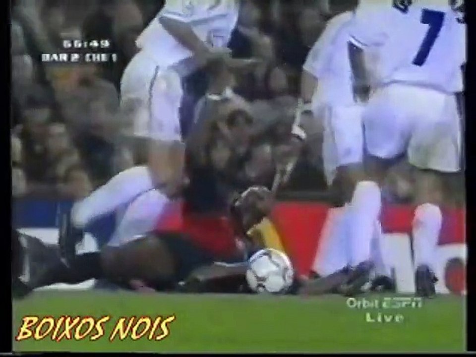 الشوط الثاني مباراة برشلونة و تشيلسي 5-1 اياب ربع نهائي دوري ابطال اوروبا 2000