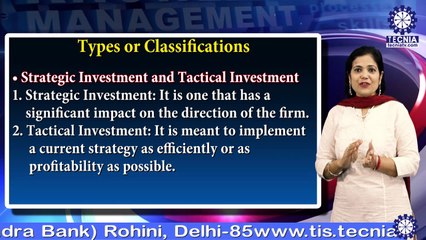 Types & Phases Capital Budgeting  ||  Dr.Nitu Agarwal || BBA || TIAS || TECNIA TV