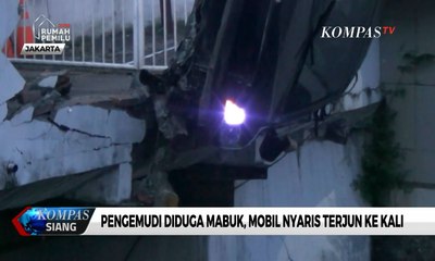 Diduga Pengemudi Mabuk, Mobil Nyaris Terjun ke Kali
