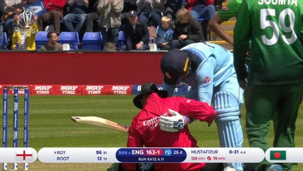 Roy gets his century and floors the umpire