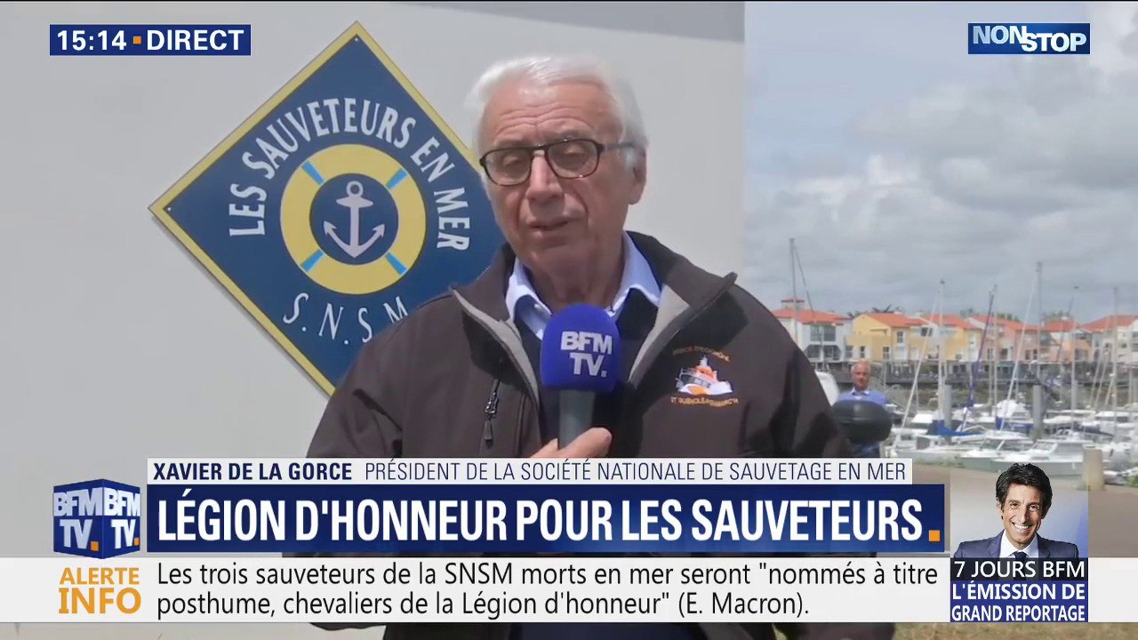 Pour le président de la SNSM, attribuer la légion d'honneur aux 3 sauveteurs morts en mer est un fort "signe de reconnaissance"