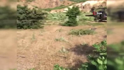 Kaya parçası üzerine düşen şahıs, askeri helikopterle kurtarıldı